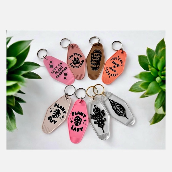 Knotty Plants Studio Other - Retro Motel-Style Plant Keychains 8 Styles to Choose From! Multicolor